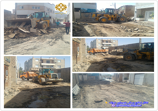 جمع آوری نرده ها و حفاری خیابان شهاب 6 در راستای بهسازی خیابان مذکور