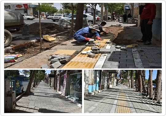 بهسازی و موزائیک فرش پیاده روی ضلع جنوبی خیابان شهاب 