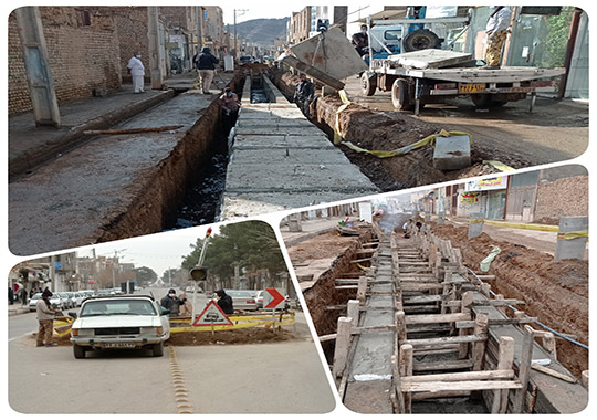 ادامه عملیات احداث کانال دفع آبهای سطحی خیابان مسجد جامع 