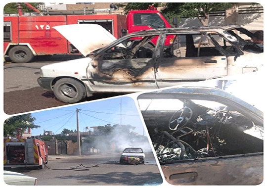 مهار آتش سوزی خودرو خیابان سعدآباد